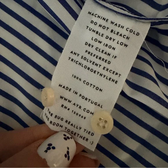 AYR women’s oversized blue and white striped button up, collar, cotton, XL - Picture 9 of 12